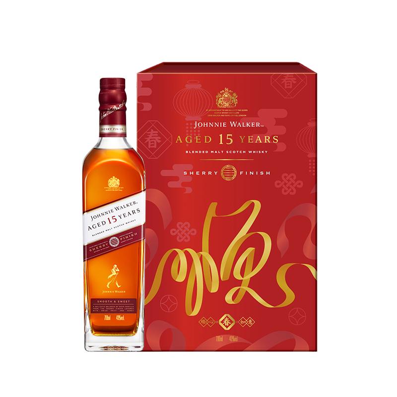 Johnnie Walker尊尼获加15年苏格兰威士忌雪莉版特别礼盒进口洋酒