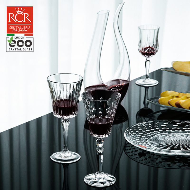 rcr意大利进口无铅水晶红酒杯套装家用欧式酒具葡萄酒高脚杯刻花